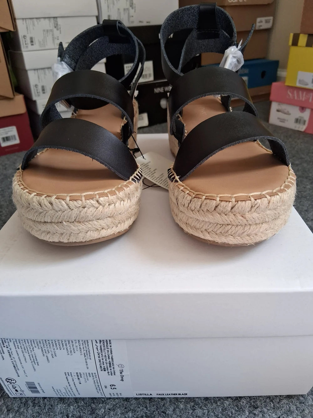Black Espadrille Platform Sandals - Women